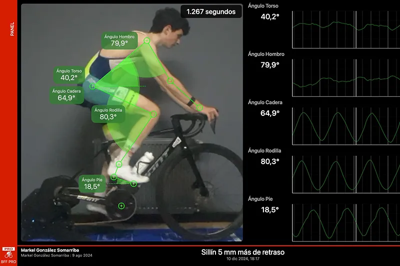 Comprobación de la Alineación de un ciclista sobre la bicicleta durante un estudio de Biomecánica, mediante BFF Pro