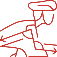 Dibujo de un ciclista sobre una bicicleta para representar el estudio de la Biomecánica ciclista