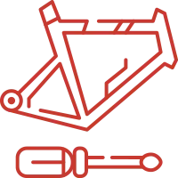 Dibujo de un cuadro de una bicicleta y un destornillador, para representar la mecánica integral de bicicletas